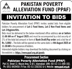Pakistan Poverty Alleviation Fund Islamabad Tender Notice